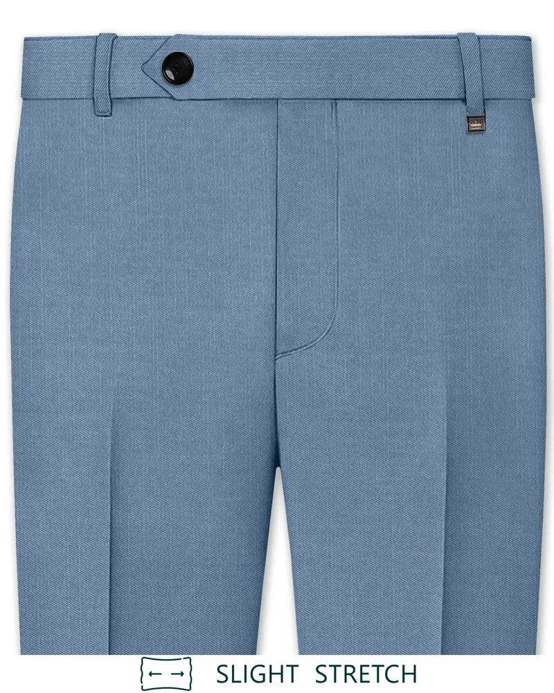 Celestor-Lynch Blue Wool Rich Slight Stretch Waistband Pant 1