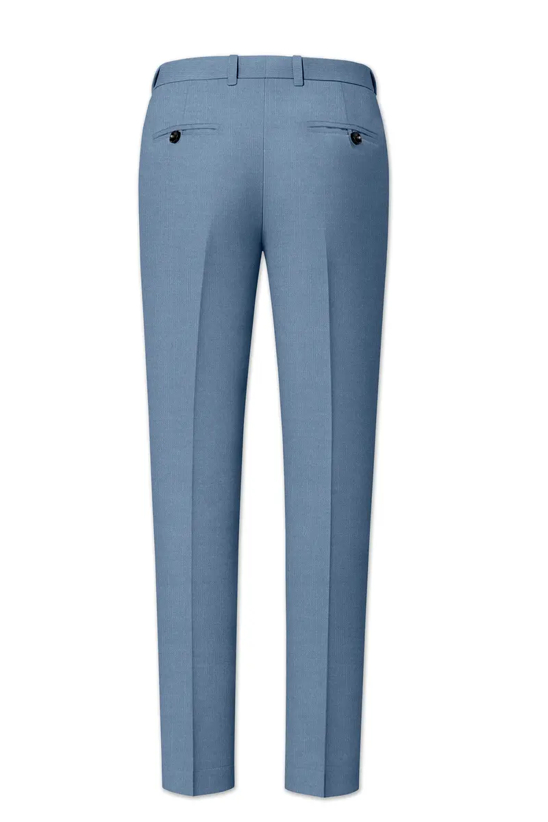 Celestor-Lynch Blue Wool Rich Slight Stretch Waistband Pant 5