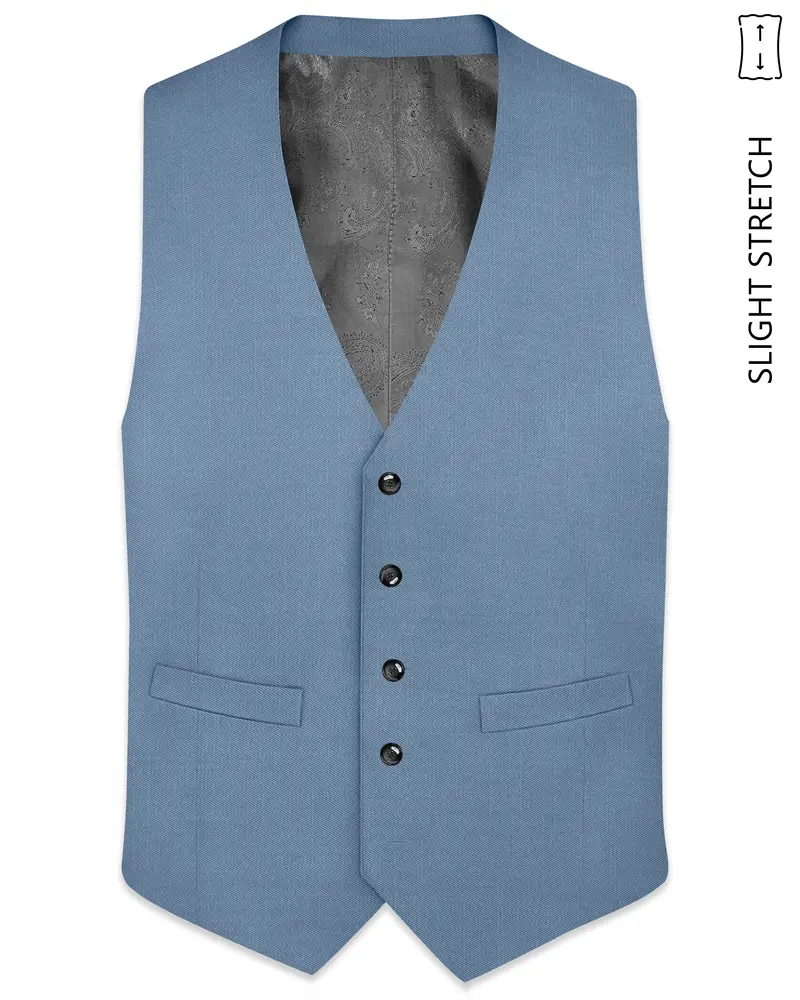 Celestor-Lynch Blue Wool Rich Slight Stretch Waistcoat 1