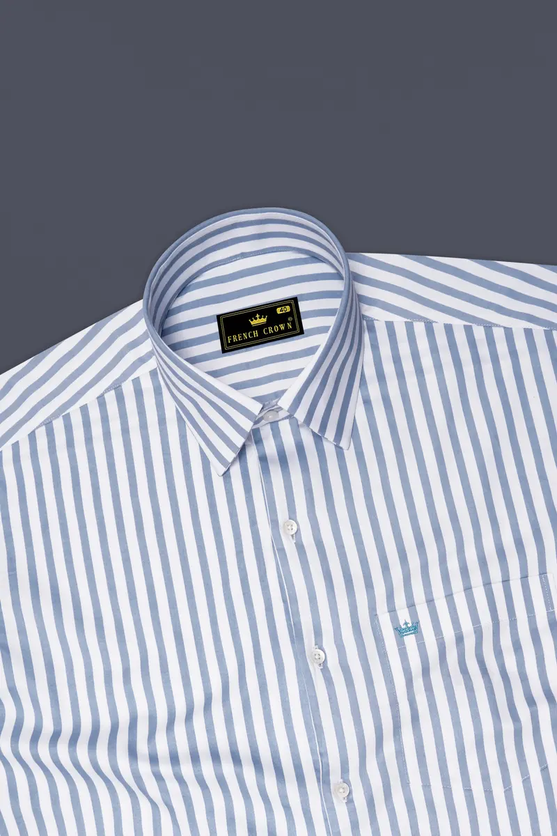 Celestyn-Nepal Blue And Bright White Candy Striped Subtle Sheen Super Soft Premium Cotton Dress Shirt 5