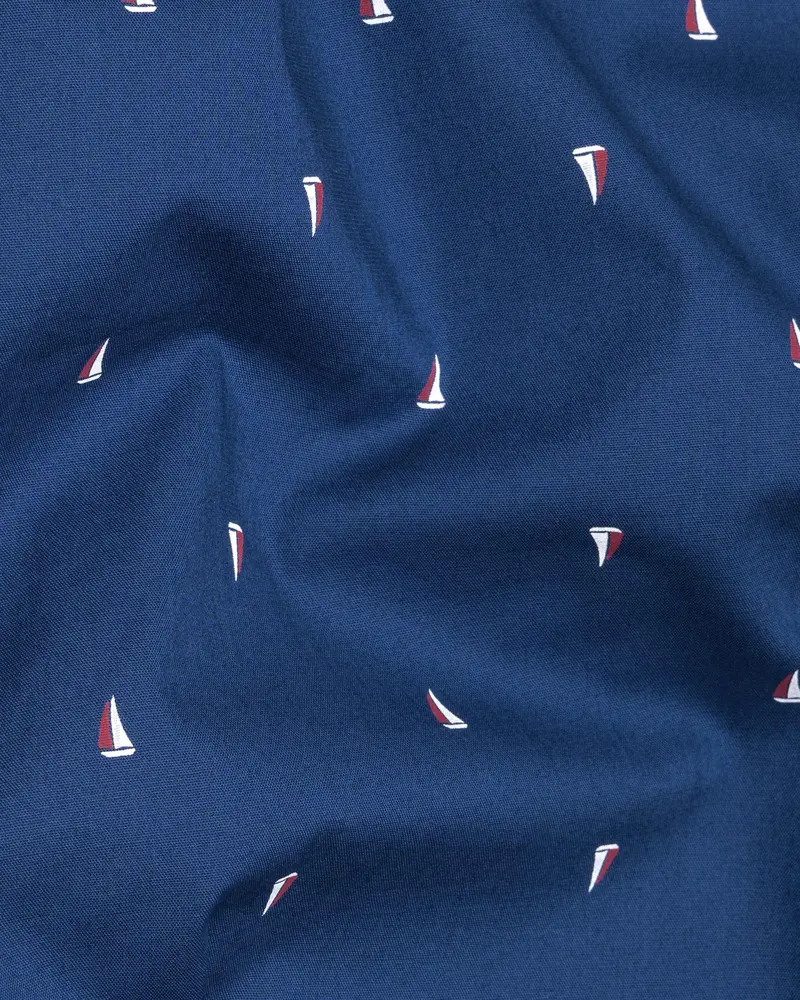 Cello Blue Boats Printed Premium Cotton Kurta Shirt 3