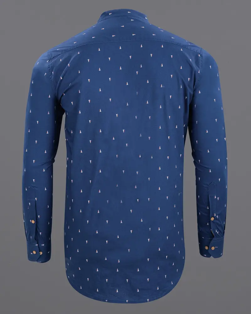 Cello Blue Boats Printed Premium Cotton Kurta Shirt 7