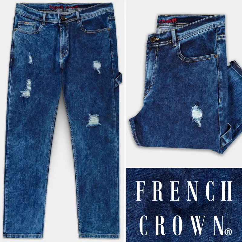 Cello Blue Whiskering Wash Stretchable Denim 1