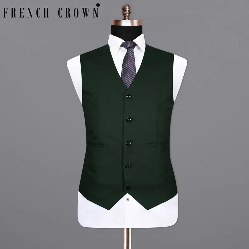 Celtic Green Textured Wool Rich Waistcoat 1