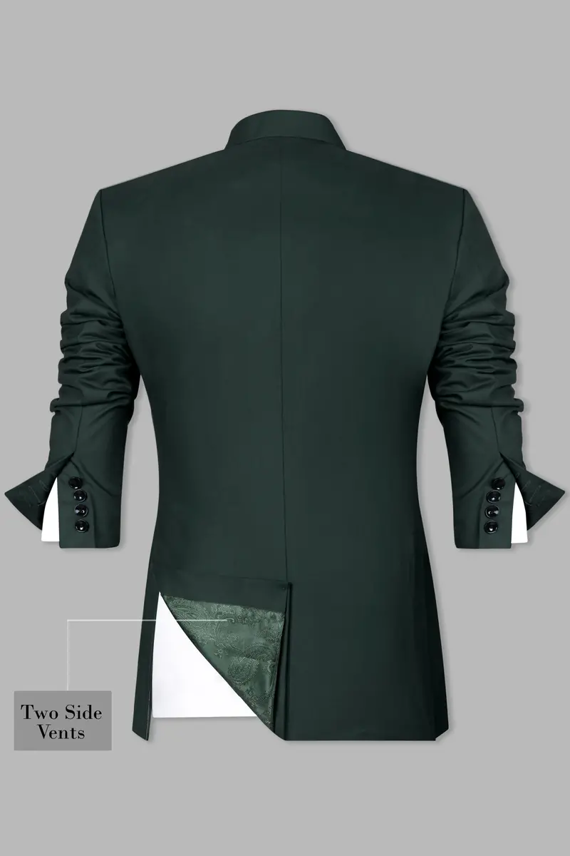 Celtic Green Wool Rich Bandhgala Designer Suit 10