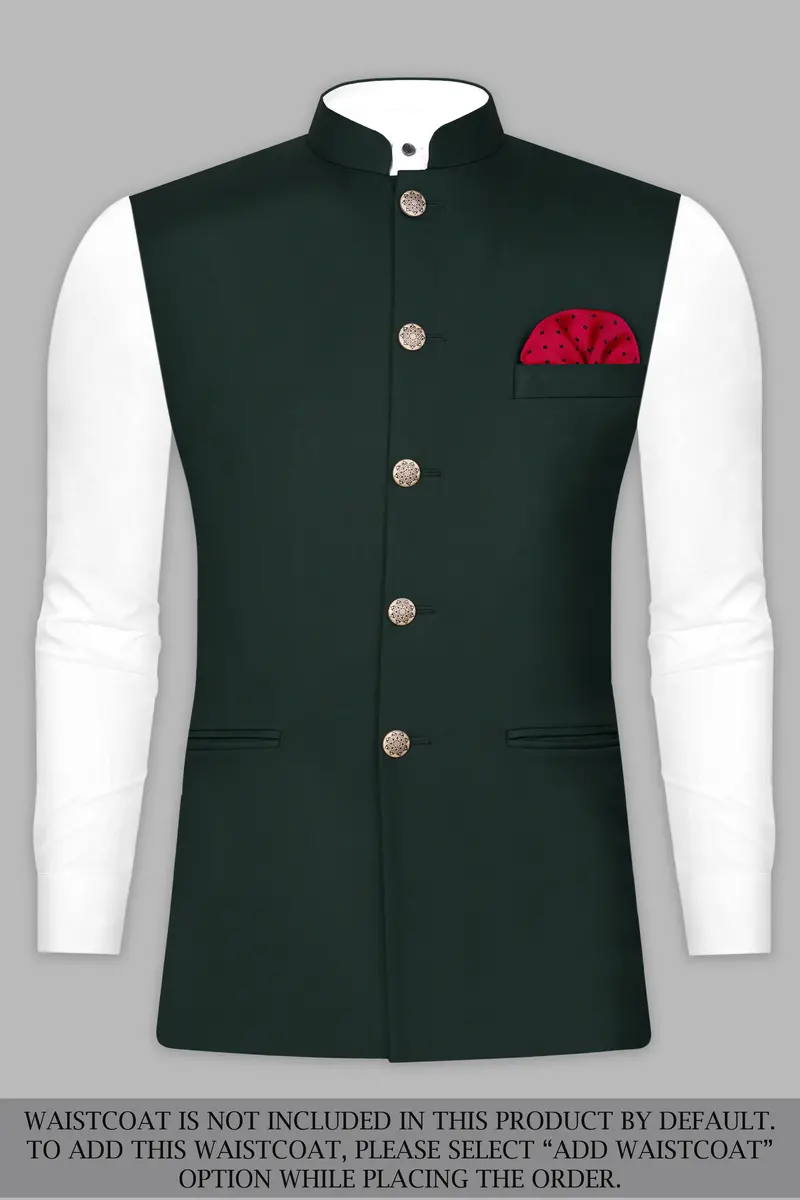 Celtic Green Wool Rich Bandhgala Designer Suit 16