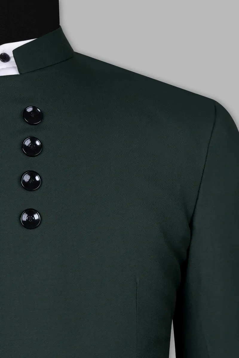 Celtic Green Wool Rich Bandhgala Designer Suit 7