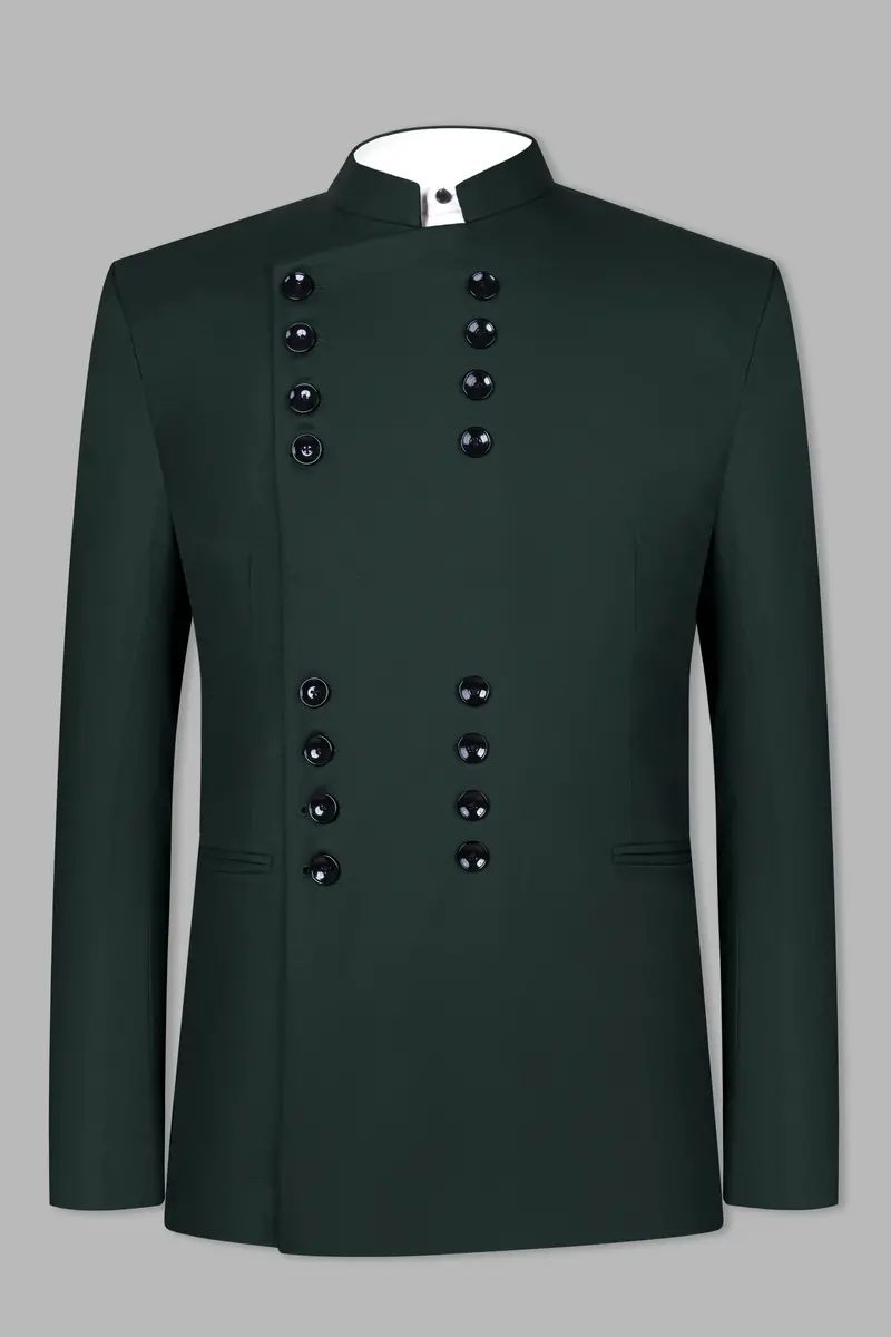 Celtic Green Wool Rich Bandhgala Designer Suit 9