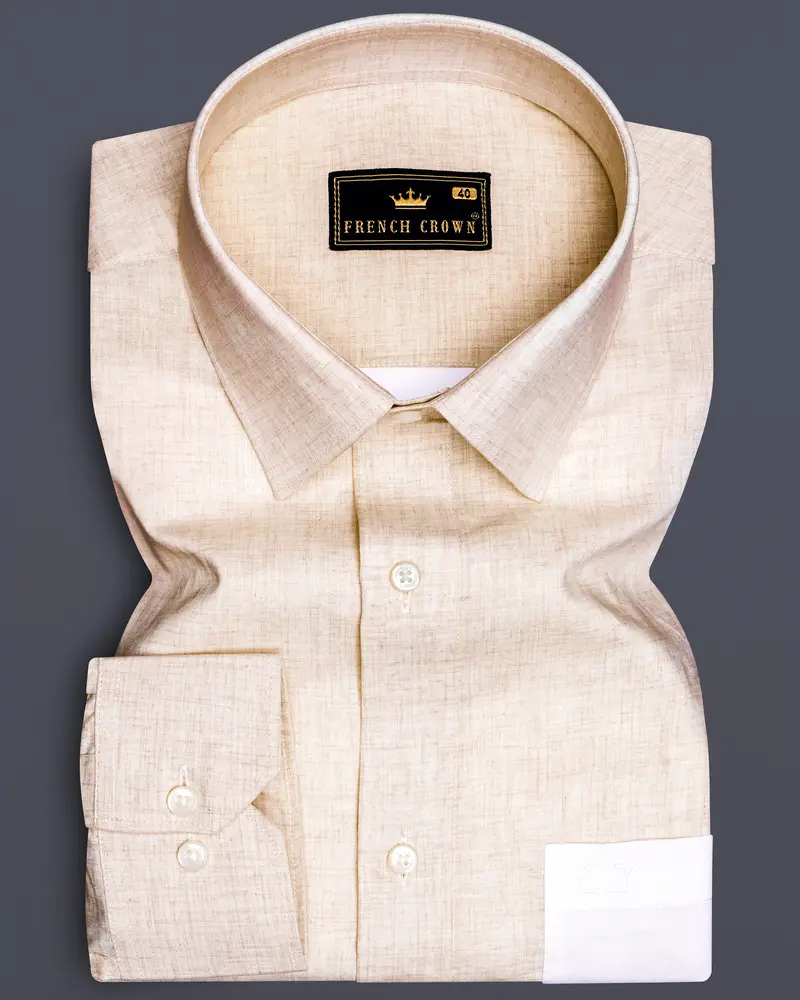 Ceramic Cream With Bright White Premium Cotton Designer Shirt 1
