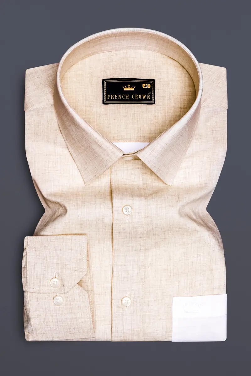 Ceramic Cream With Bright White Premium Cotton Designer Shirt 2