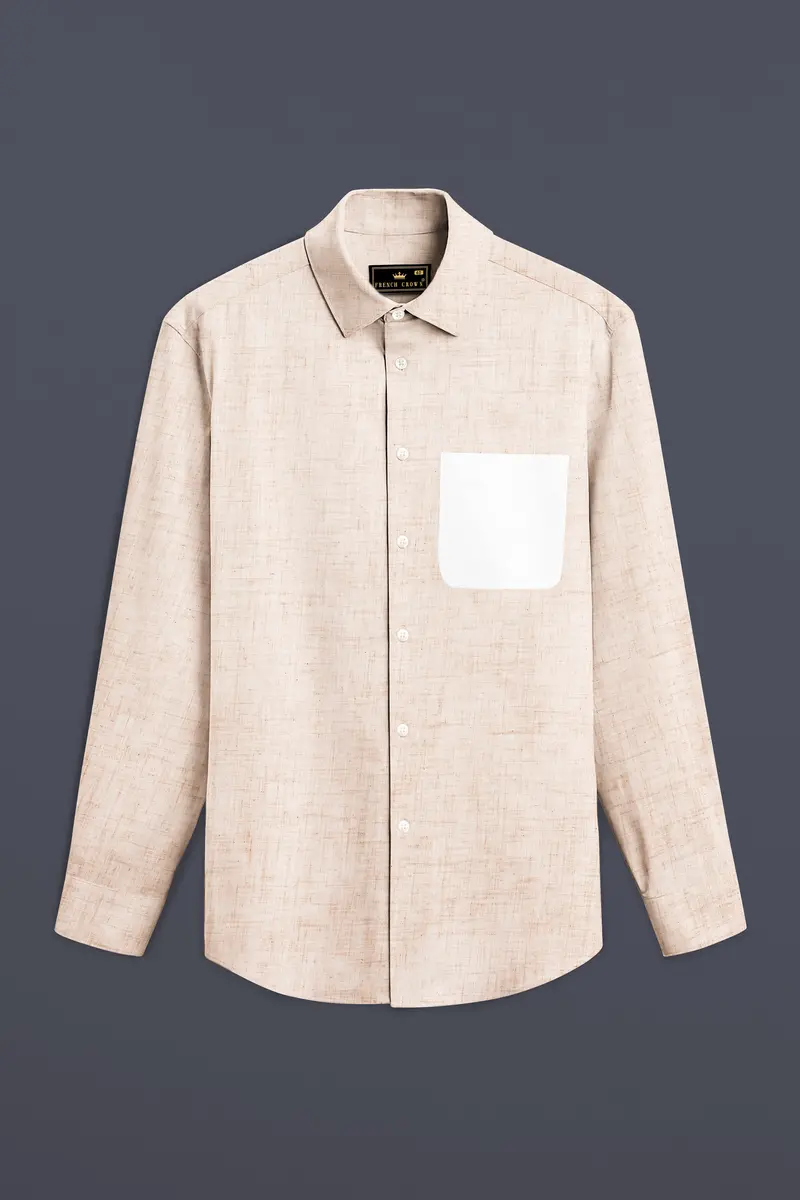 Ceramic Cream With Bright White Premium Cotton Designer Shirt 4