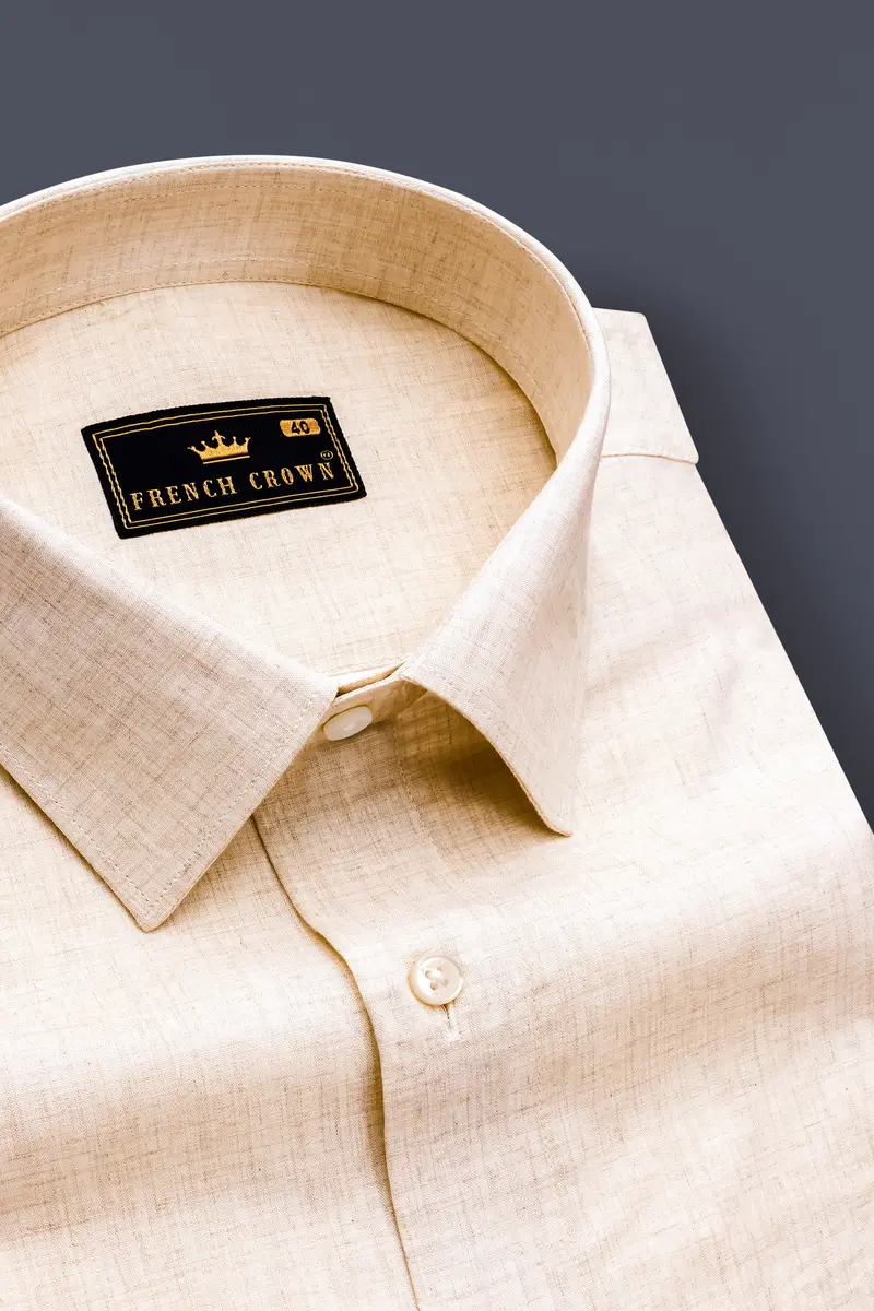 Ceramic Cream With Bright White Premium Cotton Designer Shirt 5