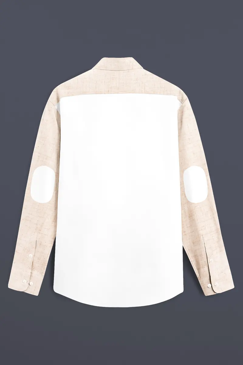 Ceramic Cream With Bright White Premium Cotton Designer Shirt 7