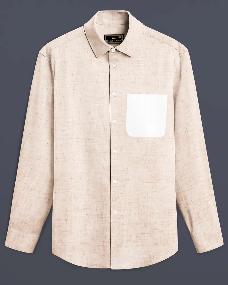 Ceramic Cream With Bright White Premium Cotton Designer Shirt 8