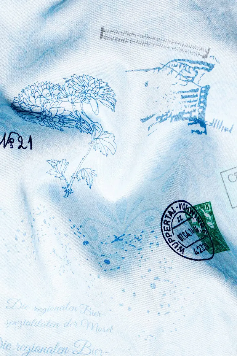 Cerulean Blue Abstract Printed Subtle Sheen Super Soft Premium Cotton Shirt 2