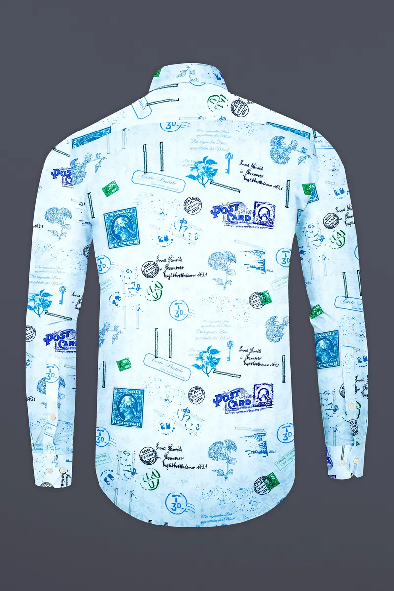 Cerulean Blue Abstract Printed Subtle Sheen Super Soft Premium Cotton Shirt 5