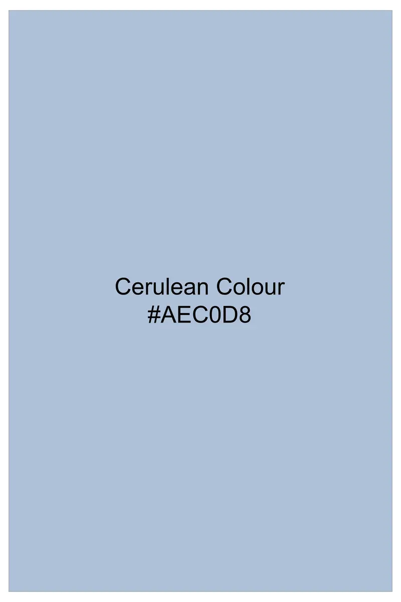 Cerulean Blue Jacquard Textured Premium Cotton Shirt 8