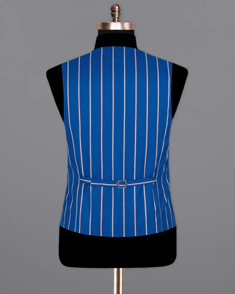 Cerulean Blue Striped Woolrich Waistcoat 6