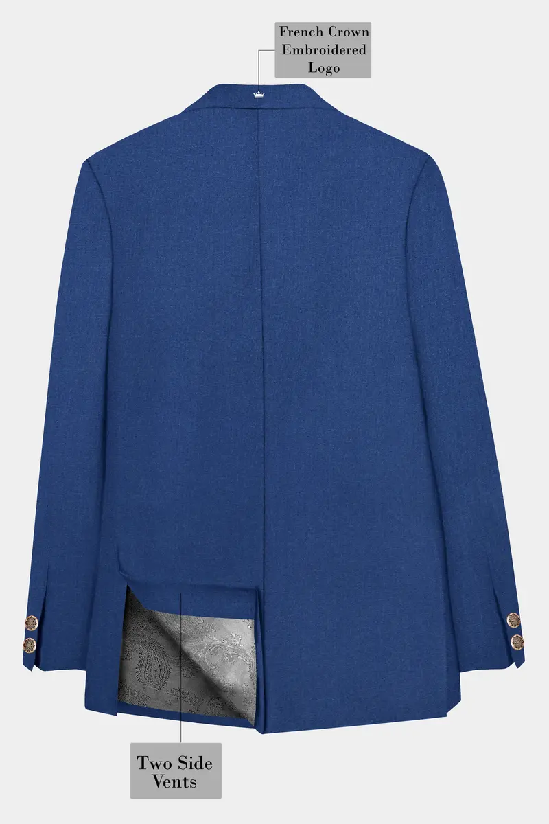 Cerulean Elite-Cobalt Blue Solid Wool Rich Bandhgala Slight Stretch Suit 8