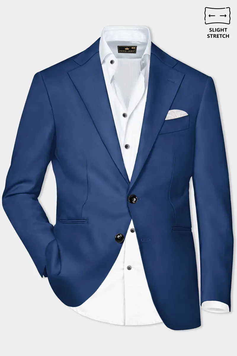Cerulean Elite-Cobalt Blue Solid Wool Rich Single Breasted Slight Stretch Blazer 2