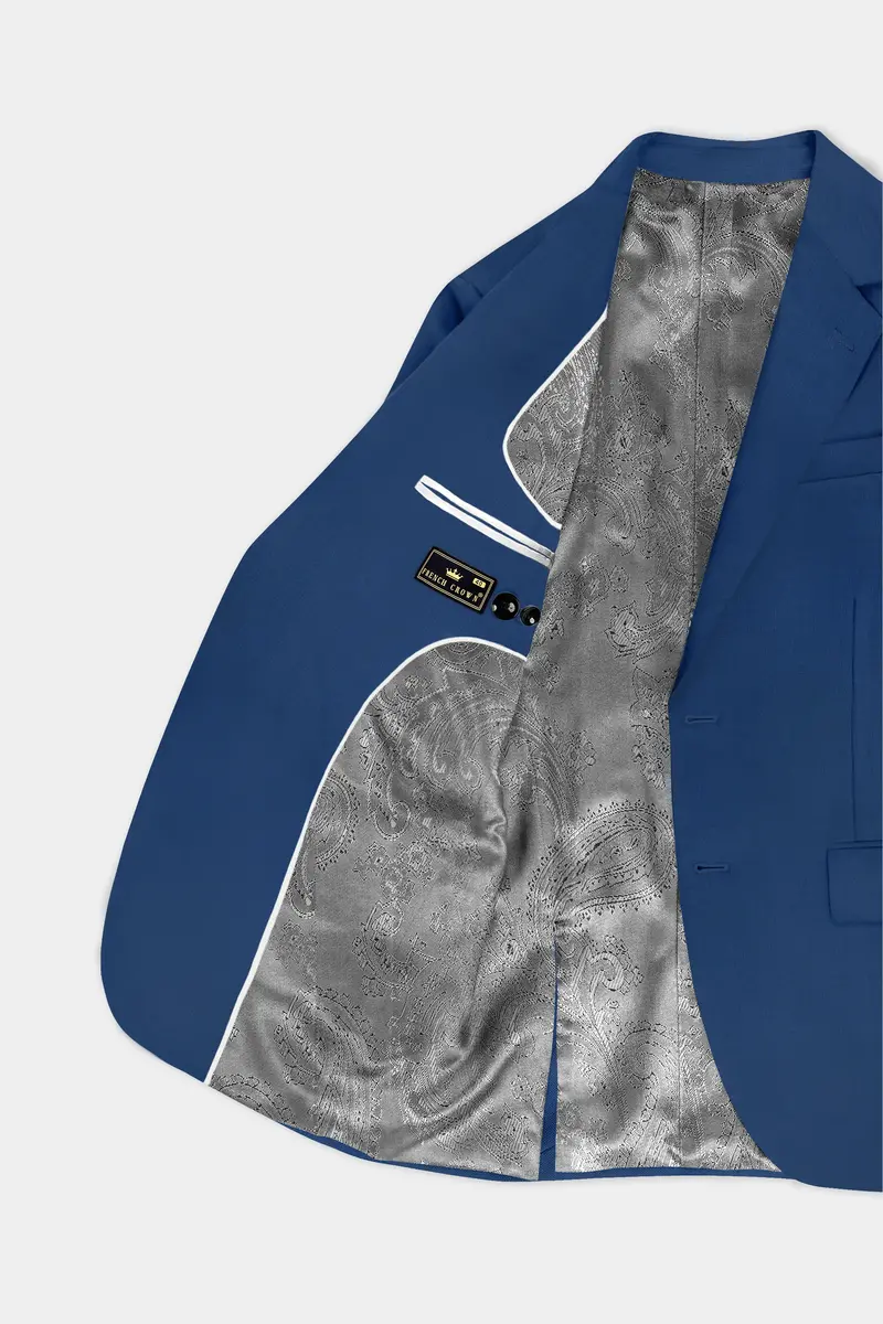Cerulean Elite-Cobalt Blue Solid Wool Rich Single Breasted Slight Stretch Blazer 4