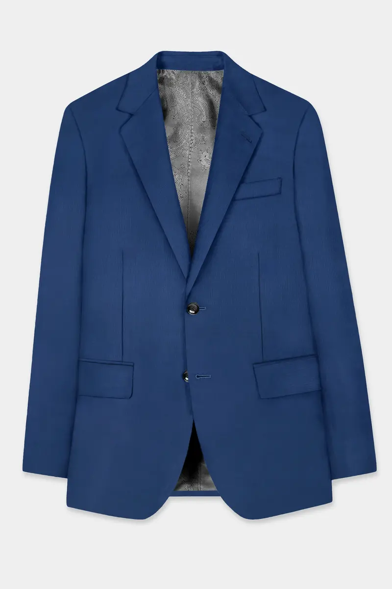 Cerulean Elite-Cobalt Blue Solid Wool Rich Single Breasted Slight Stretch Blazer 7