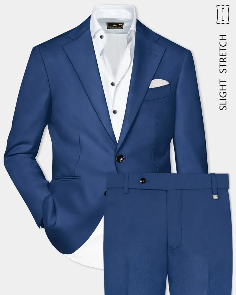 Cerulean Elite-Cobalt Blue Solid Wool Rich Single Breasted Slight Stretch Suit 1
