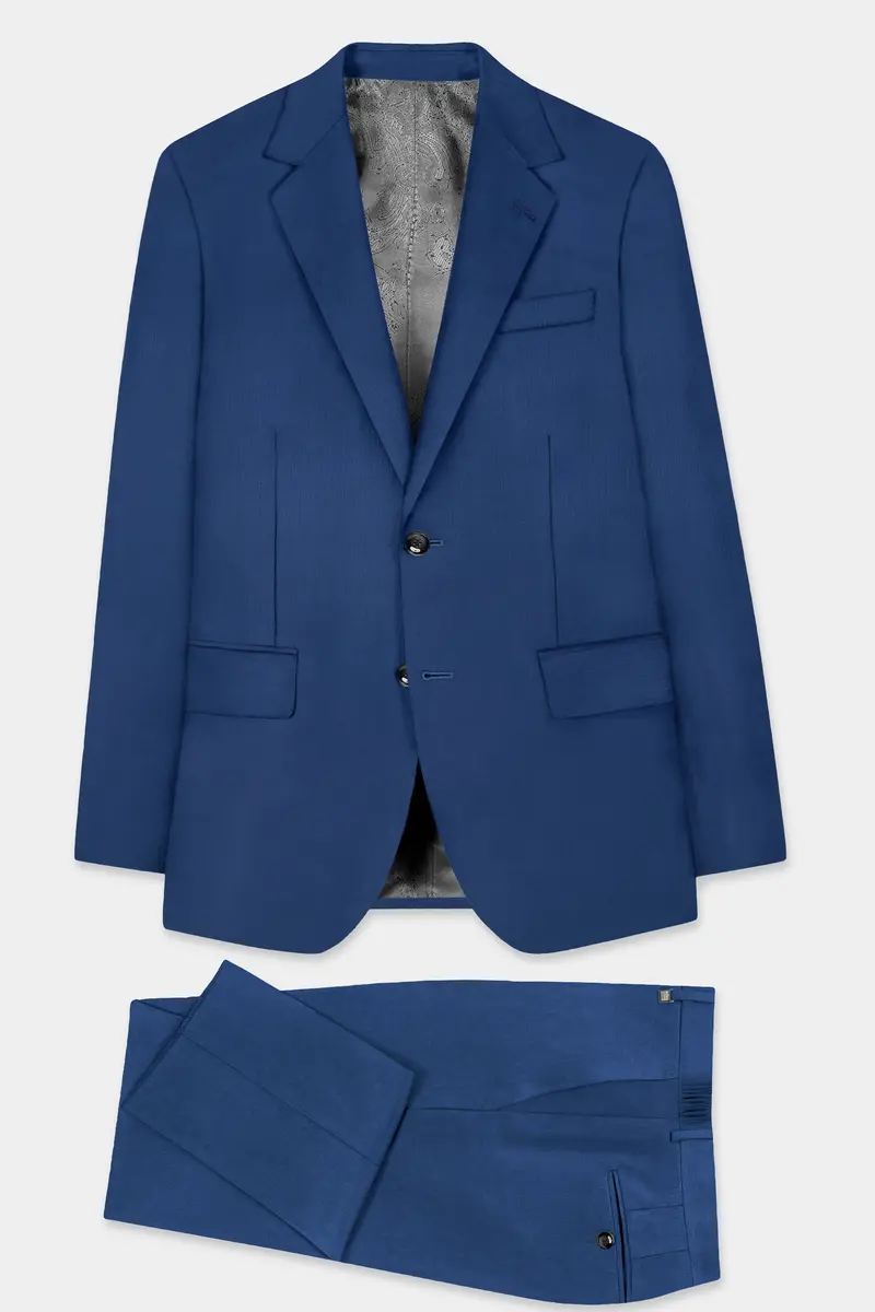 Cerulean Elite-Cobalt Blue Solid Wool Rich Single Breasted Slight Stretch Suit 10