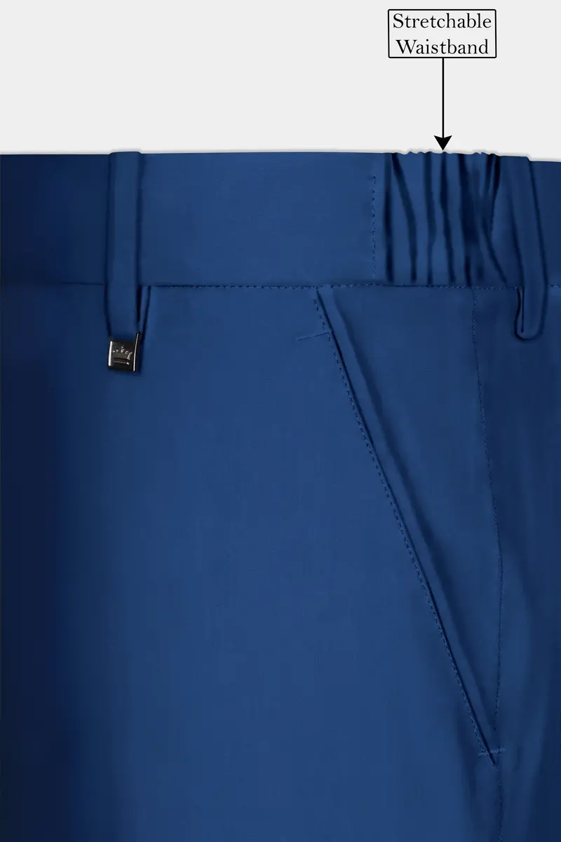 Cerulean Elite-Cobalt Blue Solid Wool Rich Single Breasted Slight Stretch Suit 15