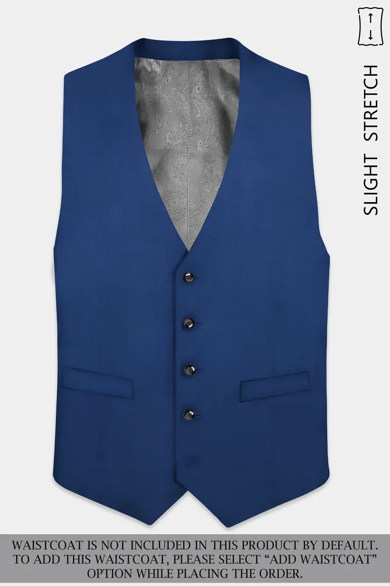 Cerulean Elite-Cobalt Blue Solid Wool Rich Single Breasted Slight Stretch Suit 16