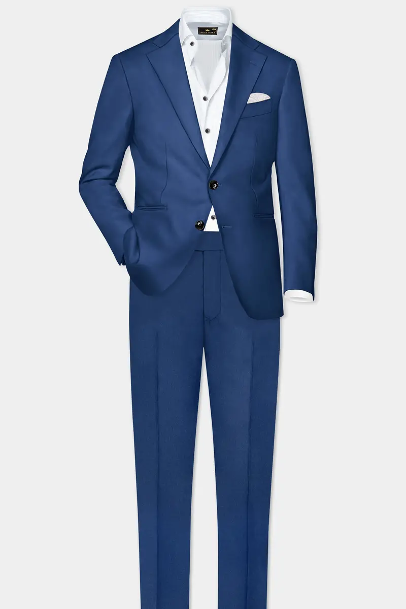 Cerulean Elite-Cobalt Blue Solid Wool Rich Single Breasted Slight Stretch Suit 4
