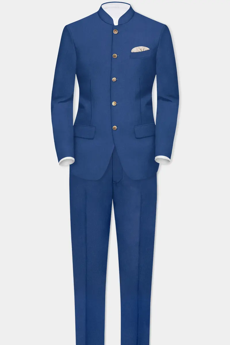 Cerulean Elite-Cobalt Blue Solid Wool Rich Slight Stretch Waistband Pant 7