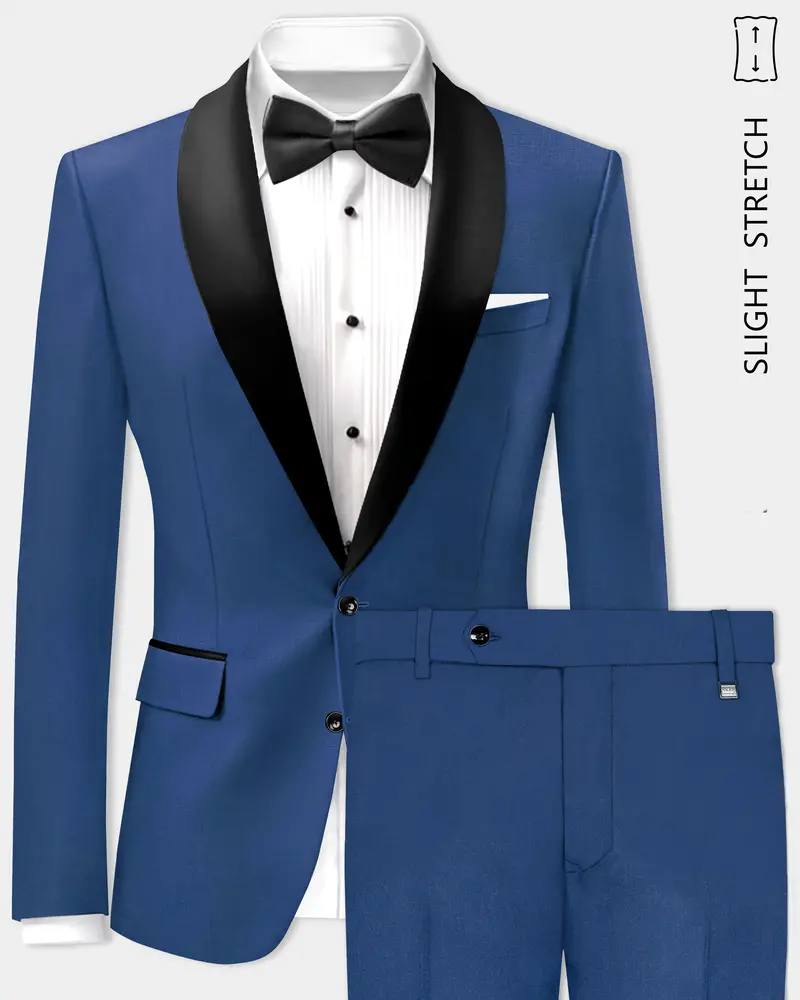 Cerulean Elite-Cobalt Blue Solid Wool Rich Tuxedo Slight Stretch Suit 1