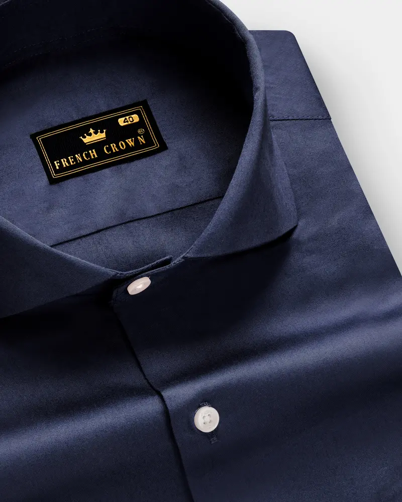 Cerulean-Tealish Blue Solid Subtle Sheen Super Soft Premium Cotton Cut Away Collar Dress Shirt 1