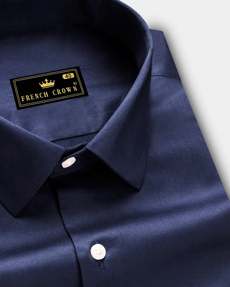Cerulean-Tealish Blue Solid Subtle Sheen Super Soft Premium Cotton Dress Shirt 1