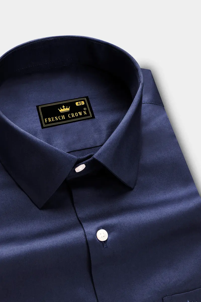 Cerulean-Tealish Blue Solid Subtle Sheen Super Soft Premium Cotton Dress Shirt 2