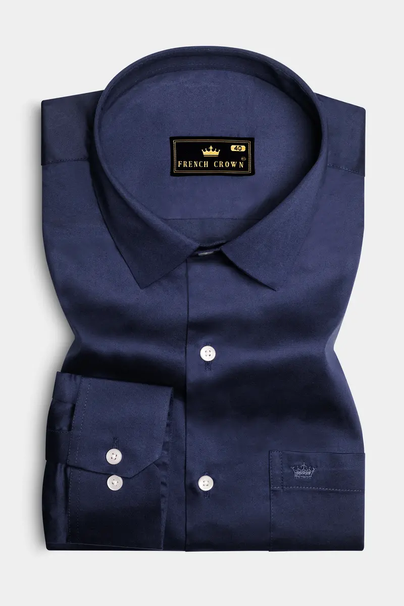 Cerulean-Tealish Blue Solid Subtle Sheen Super Soft Premium Cotton Dress Shirt 4