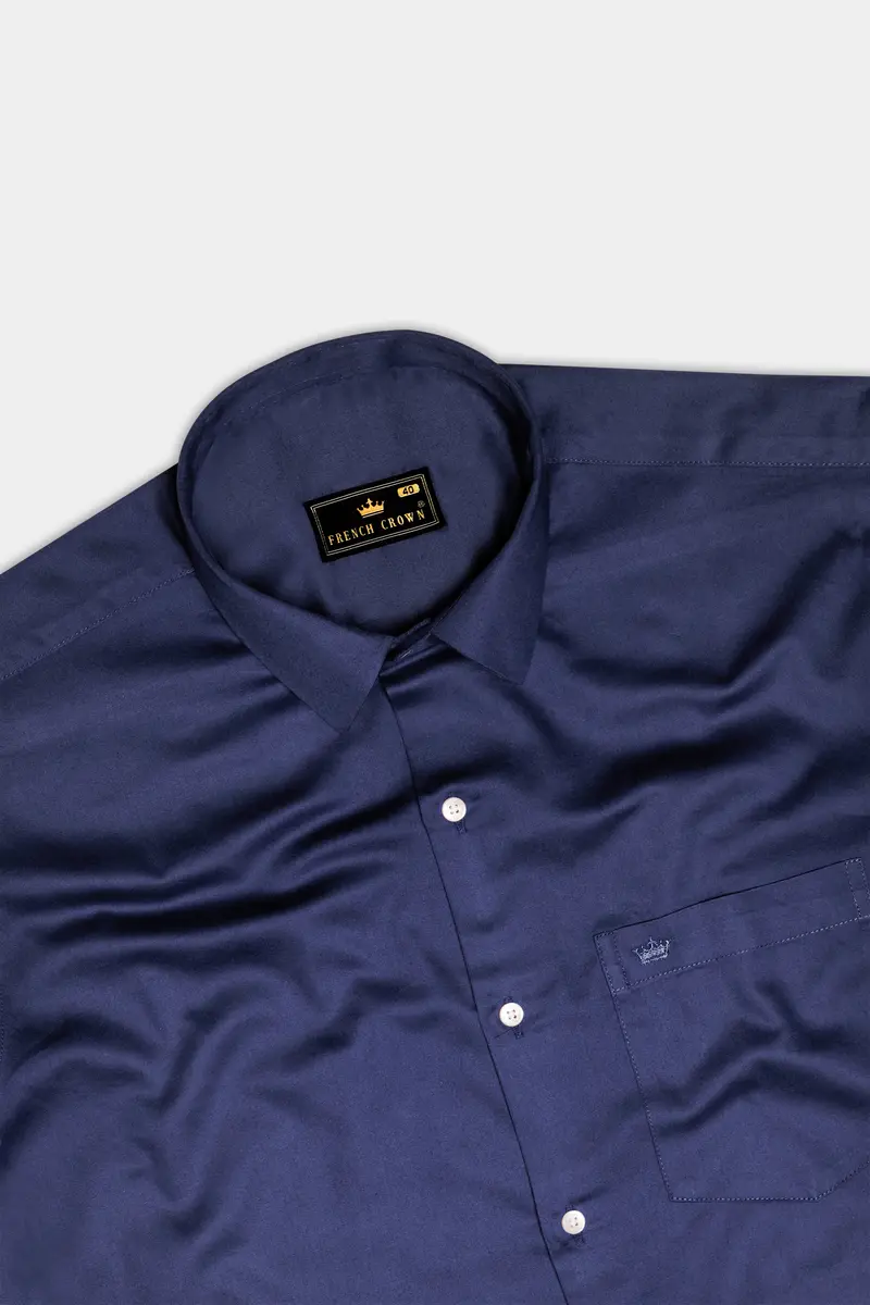 Cerulean-Tealish Blue Solid Subtle Sheen Super Soft Premium Cotton Dress Shirt 5