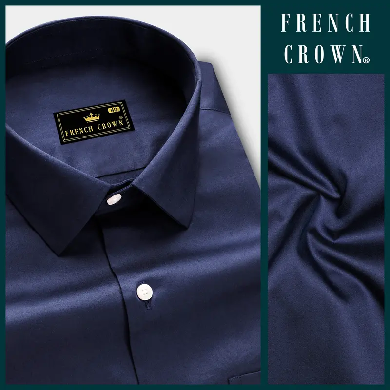Cerulean-Tealish Blue Solid Subtle Sheen Super Soft Premium Cotton Dress Shirt 8