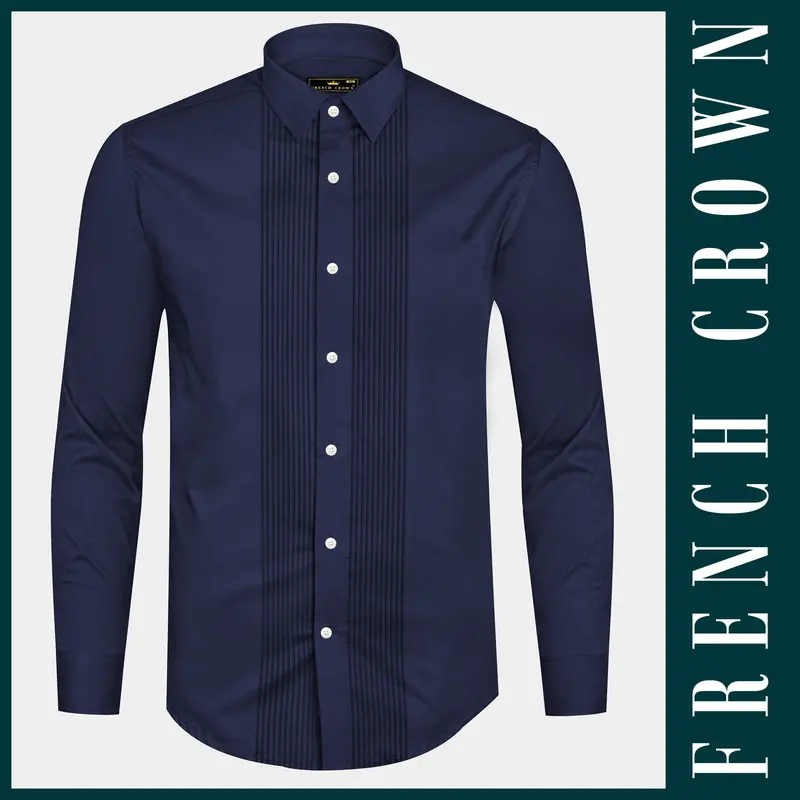 Cerulean-Tealish Blue Solid Subtle Sheen Super Soft Premium Cotton Tuxedo Shirt 11