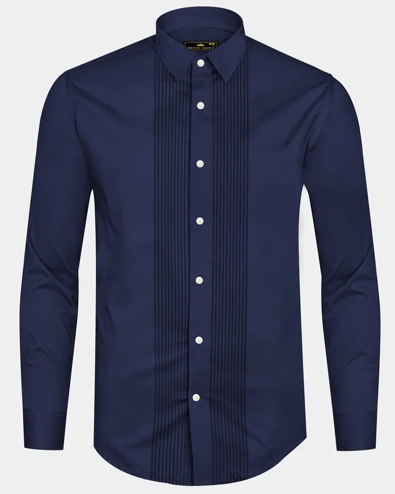 Cerulean-Tealish Blue Solid Subtle Sheen Super Soft Premium Cotton Tuxedo Shirt 12