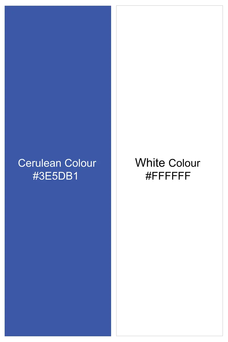 Cerulio-Cerulean Blue And Bright White Gingham Plaid Super Soft Premium Cotton Dress White Cuff Collar Shirt 7