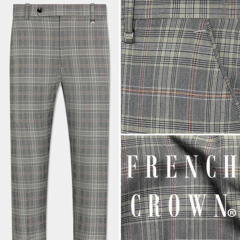Chalice Gray Plaid Wool Rich Pant 1