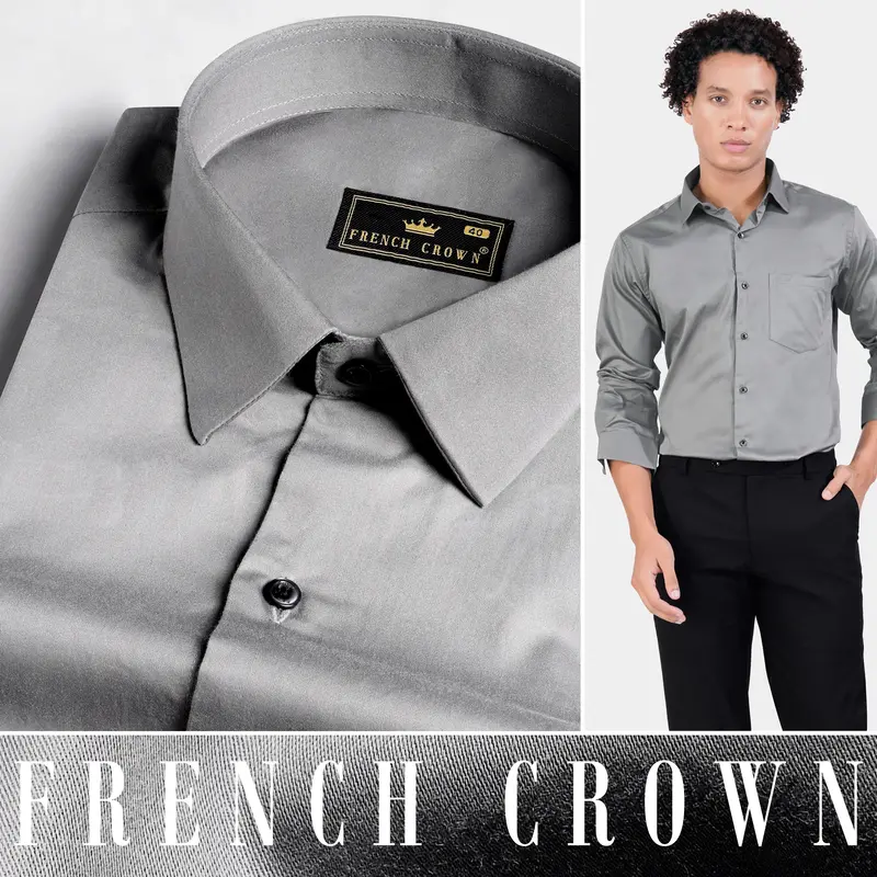 Chalice Gray Subtle Sheen Super Soft Premium Cotton Shirt 4