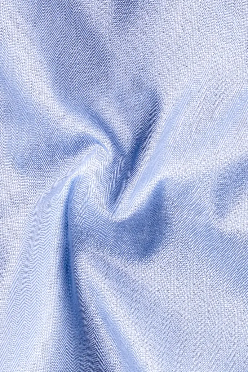 Chalkstone Blue-Pigeon Solid Herringbone Pattern Premium Cotton Shirt 2