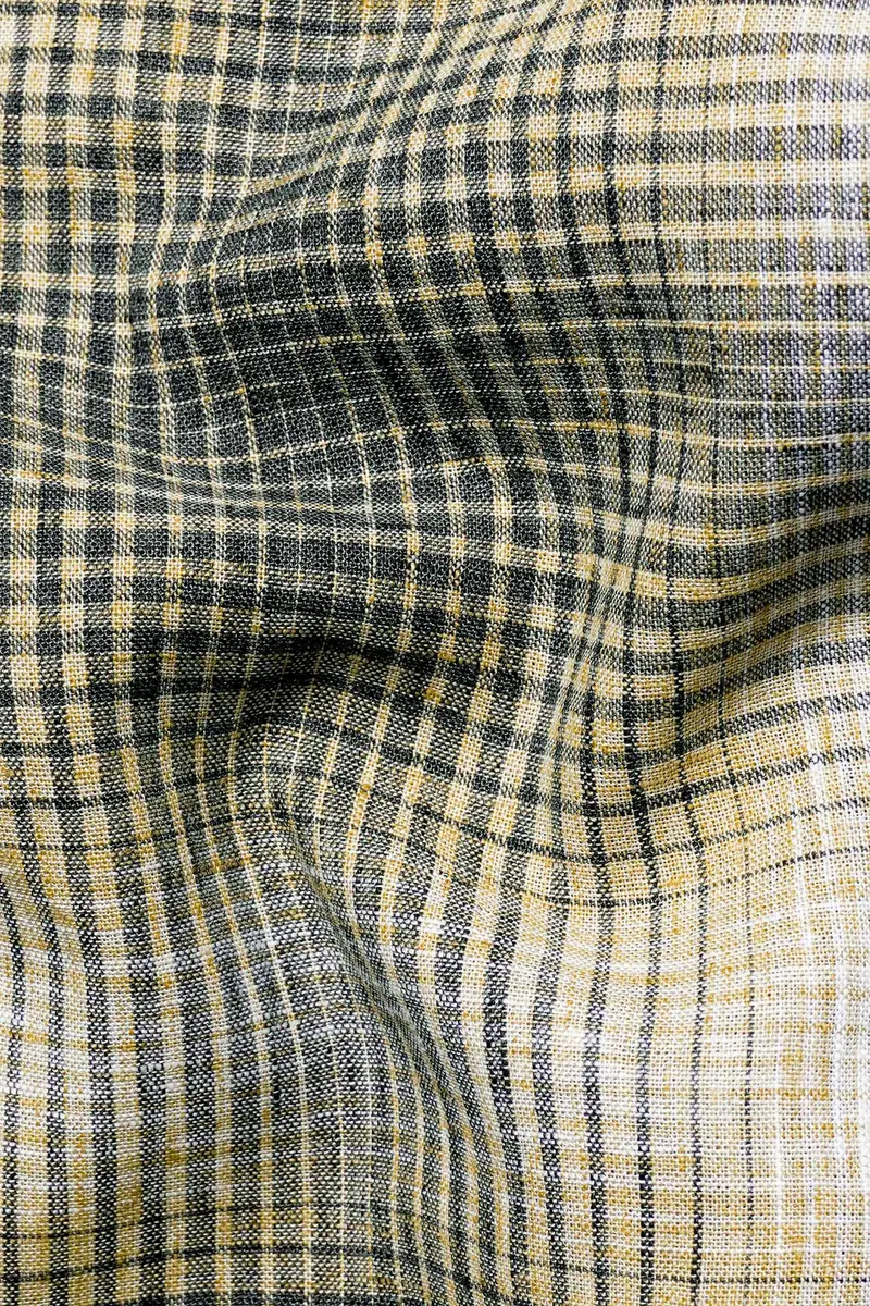 Chalky Brown And White Checkered Luxurious Linen Shirt 2