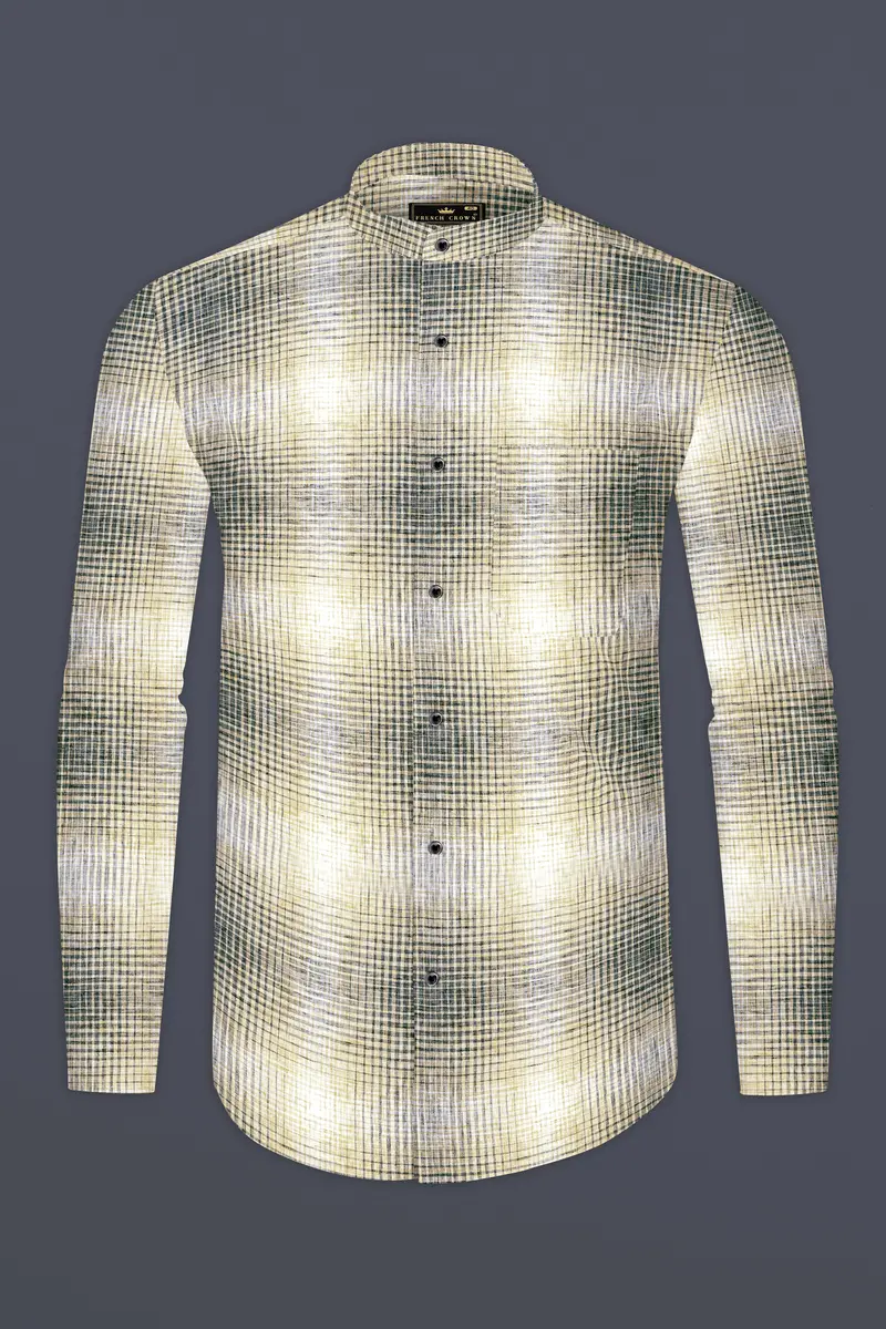 Chalky Brown And White Checkered Luxurious Linen Shirt 4