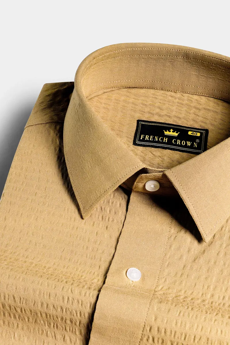 Chalky Brown Dobby Textured Premium Giza Cotton Shirt 1