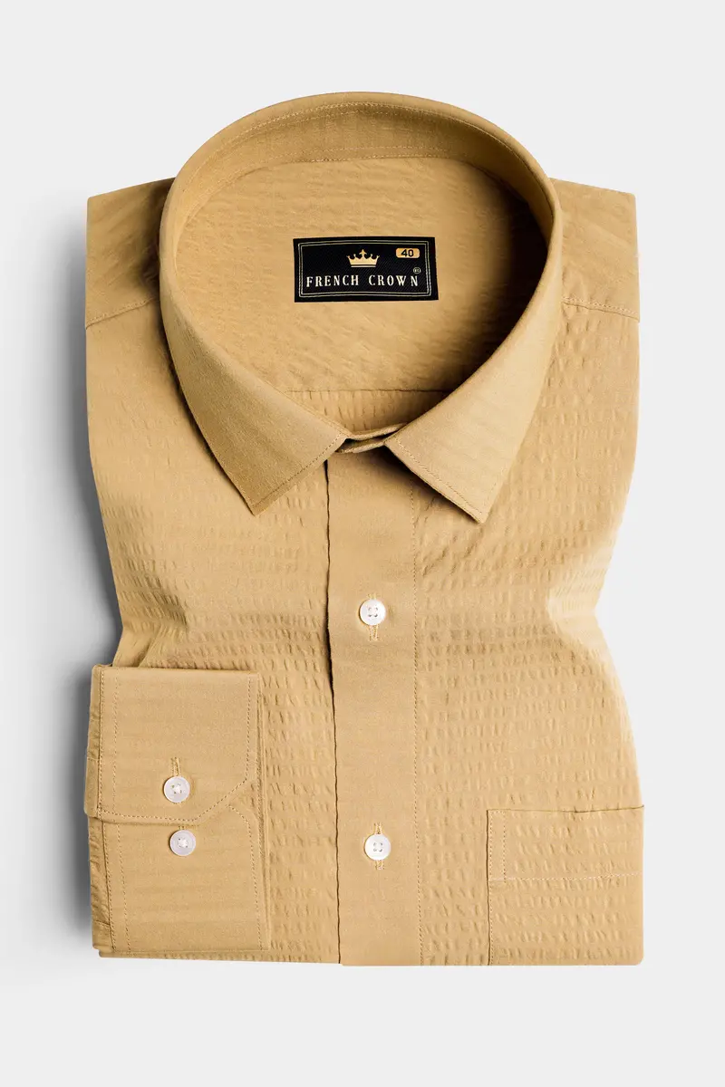 Chalky Brown Dobby Textured Premium Giza Cotton Shirt 3