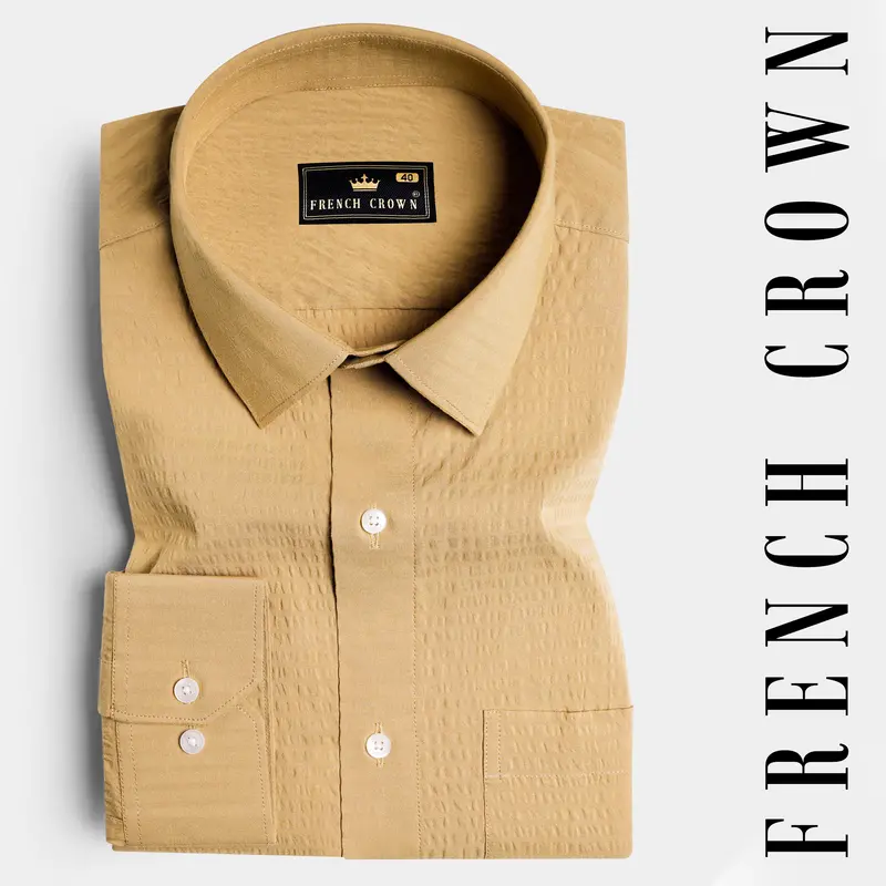 Chalky Brown Dobby Textured Premium Giza Cotton Shirt 4